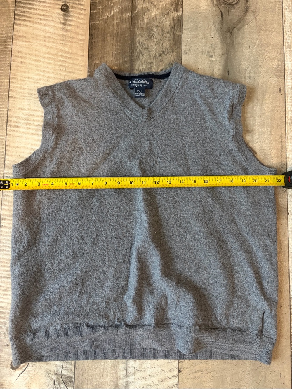 Brooks Brothers Gray V-Neck Merino Wool Sweater Vest